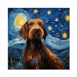 German Wirehaired Pointer Night Posters and Art